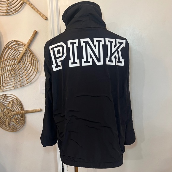 Pink Victoria Secret Pullover Windbreaker Jacket Pink Logo Anorak XS Black - Picture 5 of 7